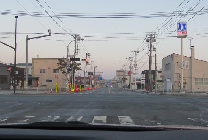 webnews今朝の北見/交差点から奥は常呂方面